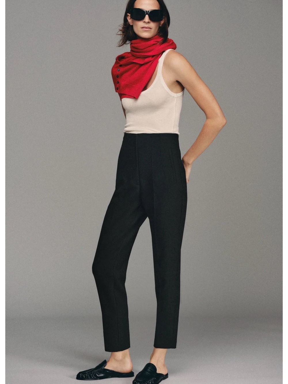 Zara Black High-Waist Tailored Ankle Pants